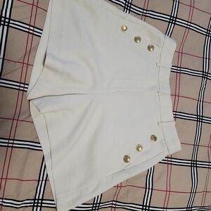 Women's White Shorts with Gold Buttons